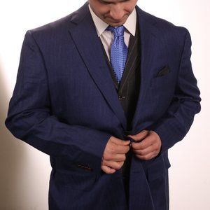 Navy Blue Sport Coat with Brown buttons